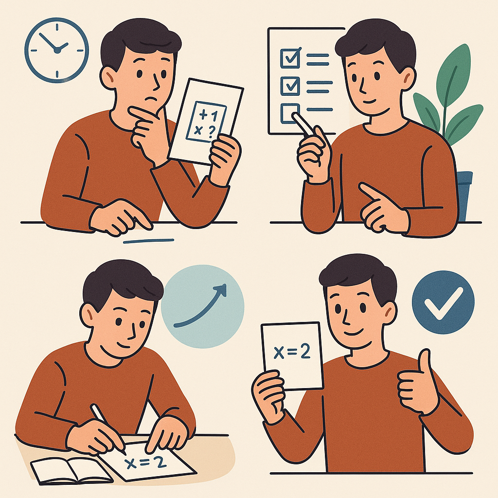 문제 읽기, 조건 찾기, 풀이 방법 생각하기, 답 검토하기로 이어지는 4GO분석수학 학습 과정